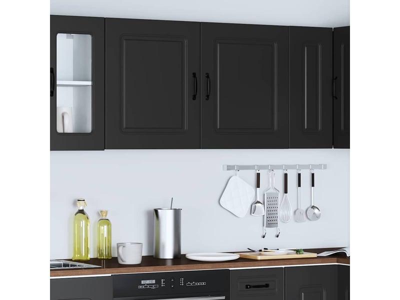 Meuble de rangement, armoires murales de cuisine kalmar en bois d'ingénierie noir - Conforama C