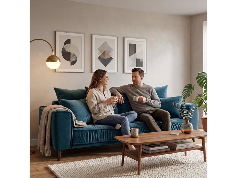 Canapé droit altamo en velours bleu pétrole - 2 places 3CA51.PI.2D.24 - Conforama C