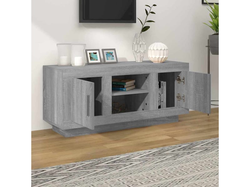  Meuble tv - banc tv - meuble de rangement sonoma gris 102x35x45 cm bois d'ingénierie  - Conforama C