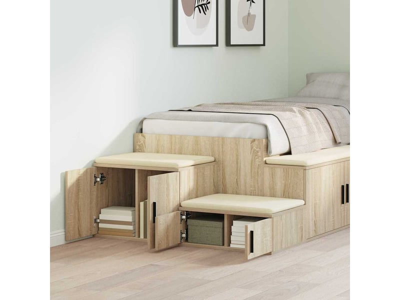 Lot de 2 armoire de lit, tiroir de lit avec rangement chêne sonoma 108 x 41 x 40 cm - Conforama D