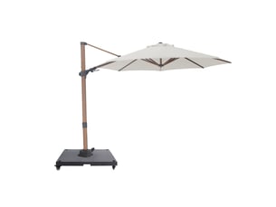 Axi solis parasol déporté rond avec pied de parasol, ø 300 cm, aspect boisbeige | pour le jardin terrasse avec armature thermolaquée | housse de protection inclus