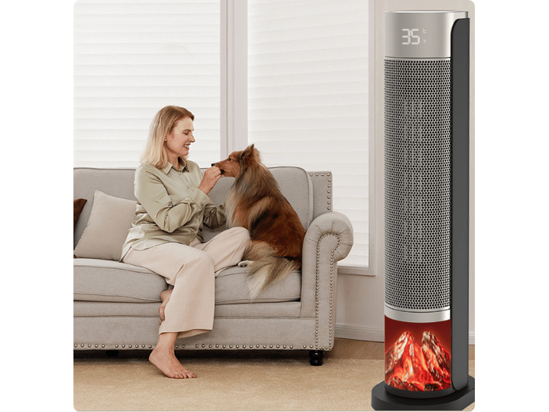  Chauffage tour silencieux, radiateur portable avec télécommande, oscillation 70°, , chauffage céramique ptc avec thermostat  - Conforama C