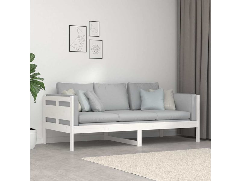  Lit simple- lit adulte -  lit de jour sans matelas blanc bois de pin massif 90x190 cm  - Conforama C