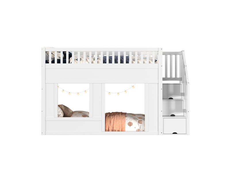  Lit superposé 90x200 cm coloris blanc bois massif lit enfant blanc - Conforama A