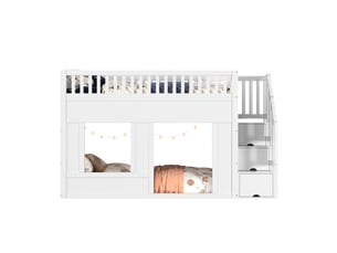 Lit superposé 90x200 cm <strong>MERAX</strong>  <strong>lit enfant blanc</strong> coloris blanc