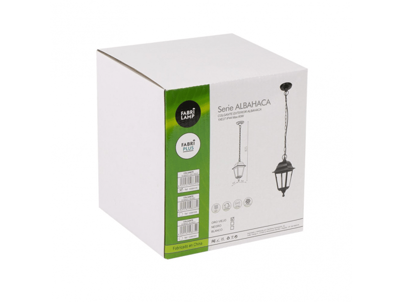  Suspension extérieure fabrilamp albahaca e27 ip44 hauteur réglable vieil or 125891016 - Conforama C