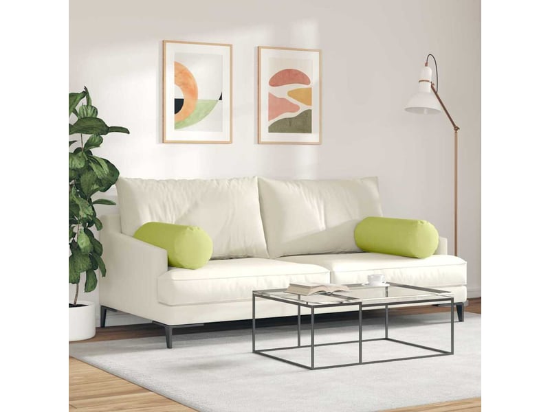  Lot de 2 coussins d'accent, coussins décoratifs, coussins lombaires tissu vert clair ø 25 x 70 cm cf56711  - Conforama D