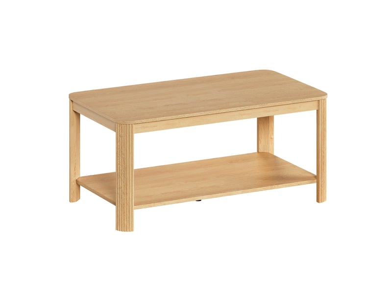 Table basse en bois naturel, double niveau avec rangement ouvert, 100 × 50 × 45 cm - Conforama D