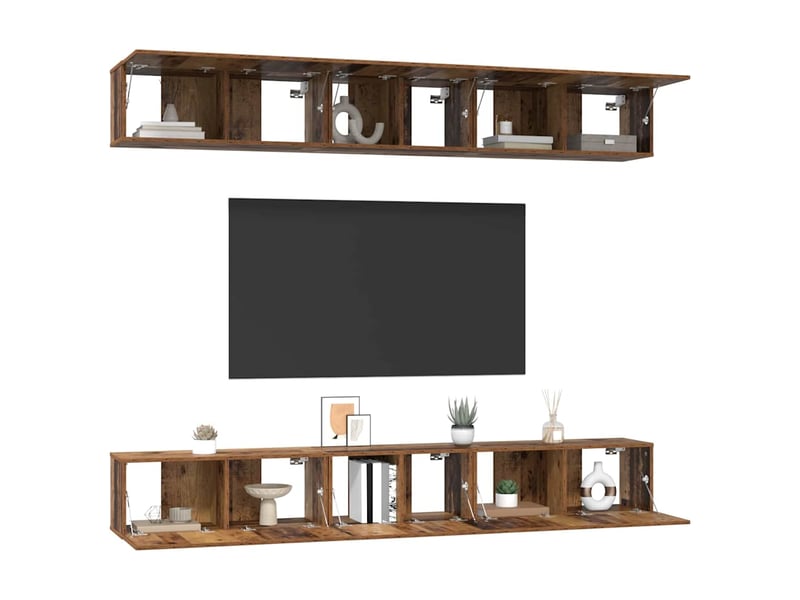  Ensemble meuble tv - banc tv - meuble de rangement 6 pcs bois ancien bois d'ingénierie  - Conforama C