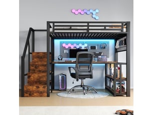 Lit mezzanine 140x200 cm <strong></strong>  <strong></strong> coloris noir