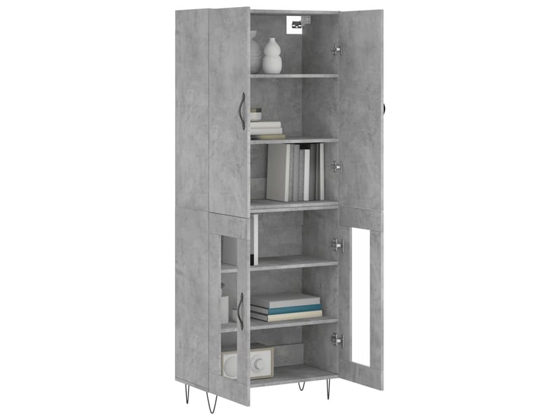  Buffet haut - bahut - meuble de rangement gris béton 69,5x34x180 cm bois d'ingénierie  - Conforama C