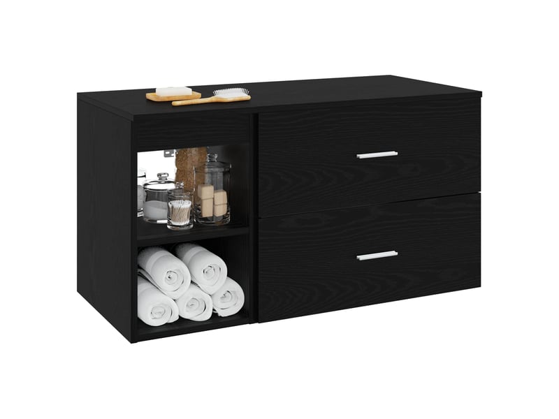 Ensemble de mobilier de salle de bain 2 pcs chêne noir shl2838 - Conforama C
