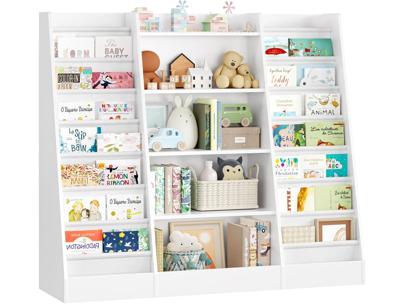  Bibliothèque enfant étagère enfant avec 14 étagères à livres blanc  - Conforama C