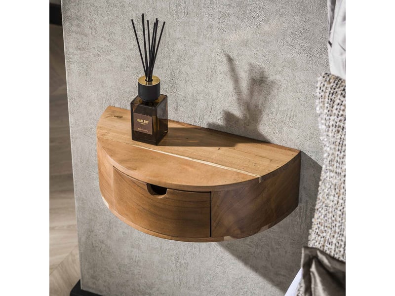  Chevet suspendu 1 tiroir 40x20x12 cm en acacia naturel  - Conforama B