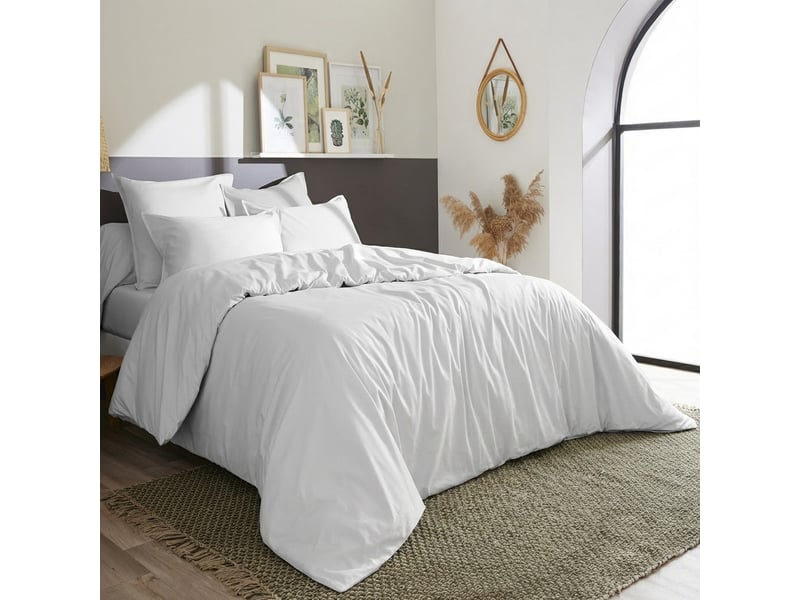 Housse de couette 140x200 cm percale de coton neige PD25273 - Conforama B