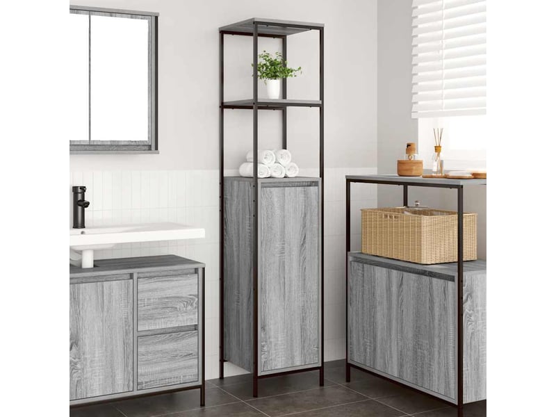  Meuble de salle de bain avec étagères sonoma gris 36x35x165 cm  - Conforama B