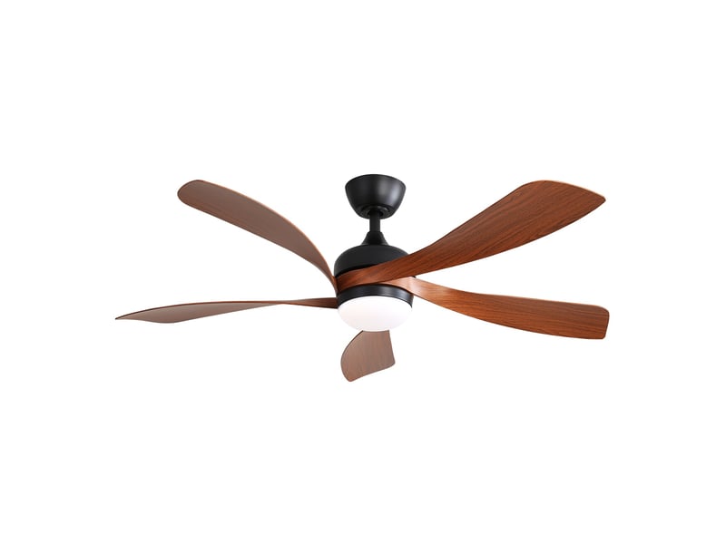 Ventilateur de plafond avec lampe led, 131 cm 5 pales en abs, ventilateur silencieux avec télécommande pour salon chambre terrasse, noir - Conforama A