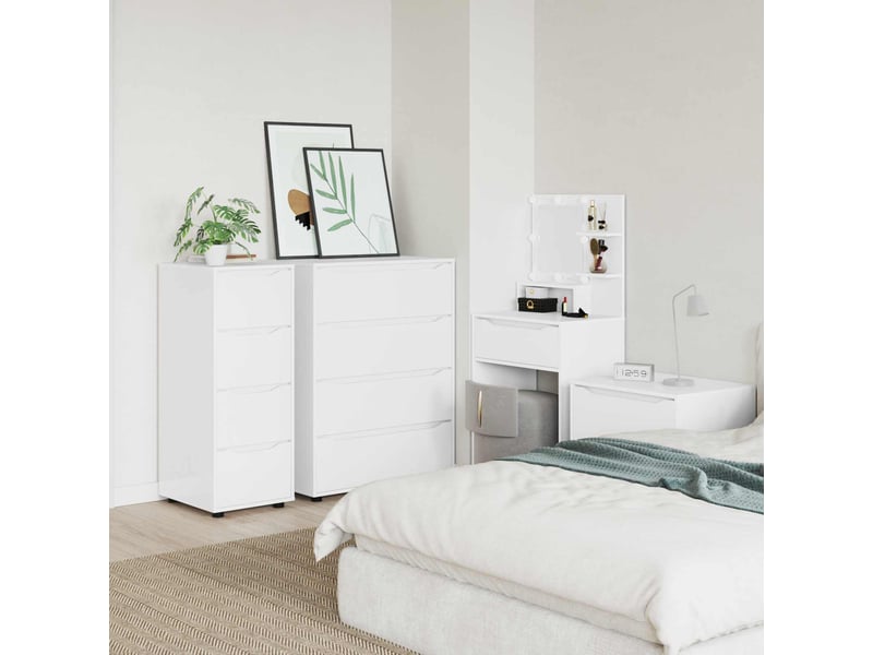  Armoire de rangement, commode de rangement 40 x 48 x 105 cm bois d'ingénierie blanc  - Conforama D