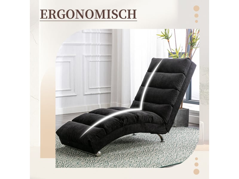 Canapé 1 place, chaise longue fixe avec vibrations douces et poches de rangement latérales, noir - Conforama D