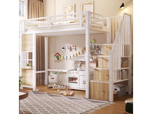 Lit mezzanine 90x200 cm <strong>FLORAGRACE</strong> <strong></strong> coloris blanc