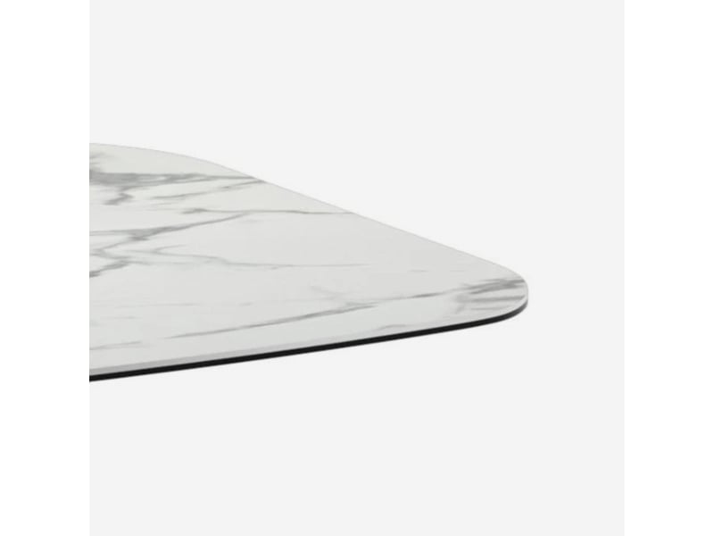  Table de salle à manger fixe en céramique sur verre 200x100 halo - effet marbre blanc  - Conforama D