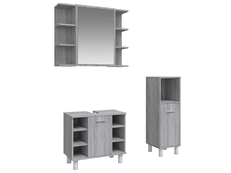 Ensemble d'armoires de salle de bain 3 pcs sonoma gris cf63013 - Conforama A
