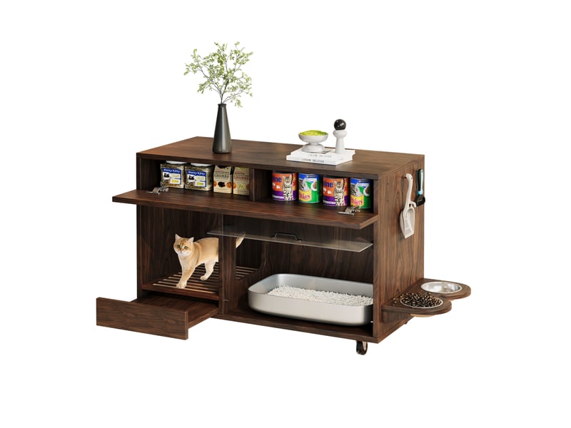  Meuble buffet 100x45,5x67 cm avec espace de rangement, pour salon, MDF, couleur noyer  - Conforama A