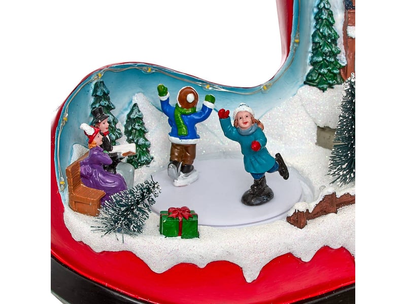  Village de noël lumineux botte animé et musical 12 led à piles SOJIR - Conforama B