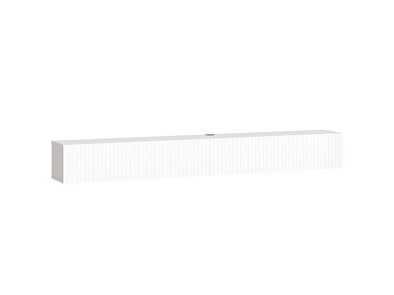  Meuble tv suspendu 180cm, meuble télé pour téléviseur 72 pouces, 2 portes rabattables, blanc, 180x25x22cm  - Conforama B