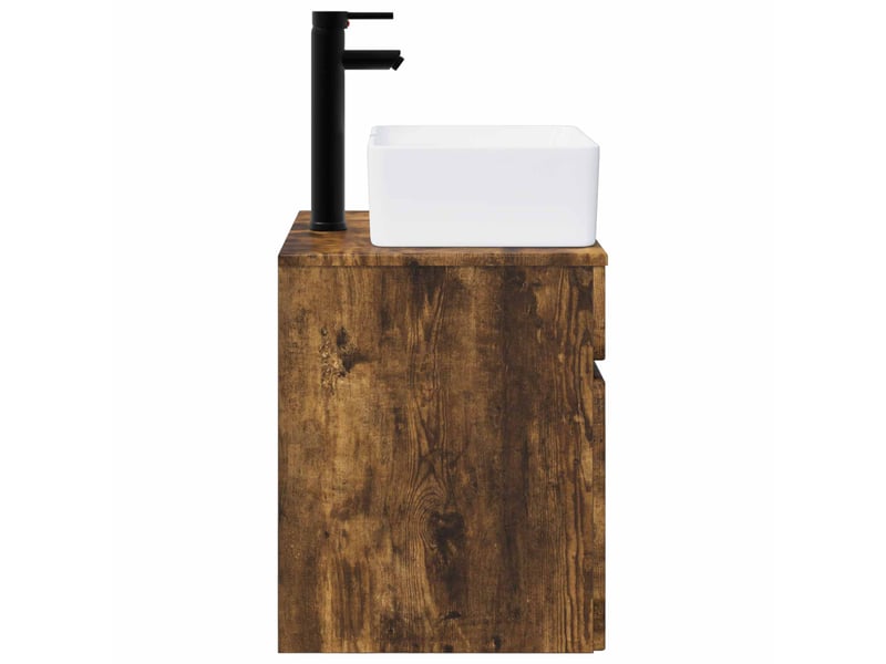 Meuble de lavabo mural, rangement salle de bain chêne fumé 49x41x63 cm shl7745 - Conforama C
