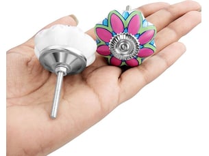 Paquet de 20 poignées de céramique vintage colorées, boutons ronds pour meubles, portes et commodes avec accessoires