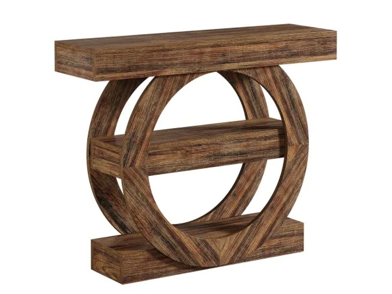  Console d'entrée avec 3 niveaux en bois marron rustique 105x30x85 cm  - Conforama A
