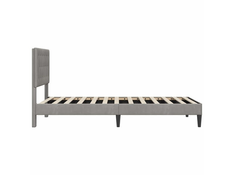  Lit simple- lit adulte -  cadre de lit avec tête de lit gris clair 100 x 200 cm velours  - Conforama D