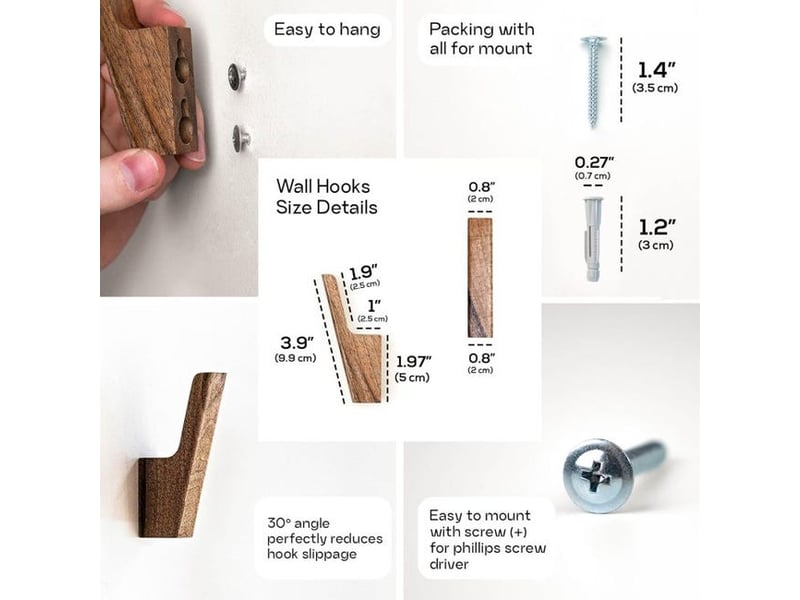  Patères murales artisanwalnut - lot de 4 - patères artisanales en bois massif pour suspendre chapeaux, sacs à main et sacs à dos, marron XLH-ZLS-013716ZLS - Conforama D