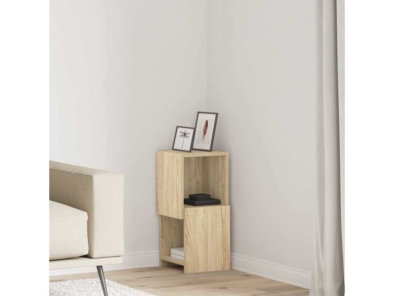  Meuble d'angle, meuble de rangement salon 25,5x25x55cm bois d'ingénierie chêne sonoma  - Conforama B