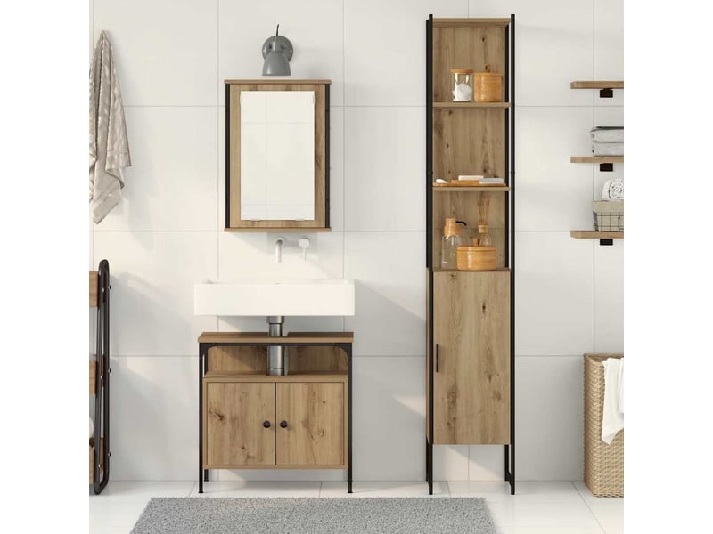  Ensemble de mobilier de salle de bain 3 pc chêne artisanal cf64287  - Conforama D