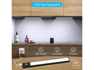 Réglette et spot de cuisine meuble 2pcs capteur mouvement pir intérieur led veilleuse sous armoire usb sans fil batterie rechargeab
