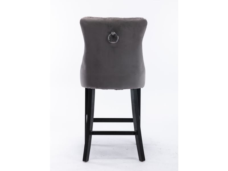  Tabourets de bar en velours - ensemble de 2 - velours capitonné - pieds en bois massif - garniture de clous chromés gris - Conforama E