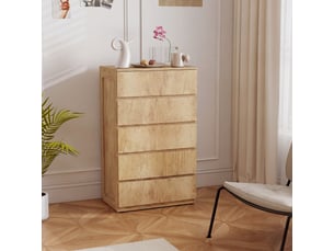 Chiffonnier 5 tiroir(s)      coloris naturel largeur 60 cm hauteur 100 cm