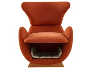 Fauteuil lounge moderne 66x55x76 cm, requin-baleine, niche intégrée, bois, tissu résistant anti-rayures rouge brique