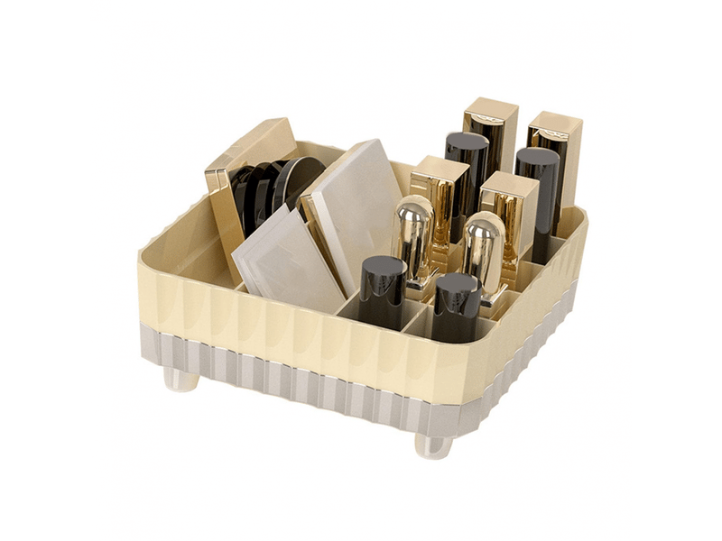  Organisateur de maquillage en plastique, boîte de rangement de cosmétiques à compartiments multiples pour comptoir de salle de bain, coiffeuse  - Conforama D