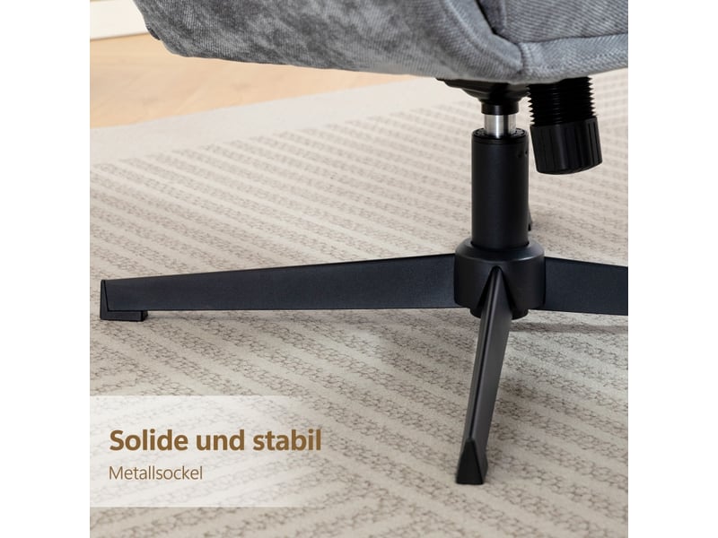  Fauteuil à bascule avec repose-pieds gris, dossier haut rembourré, fauteuil de lecture en tissu pour salon et chambre  - Conforama E