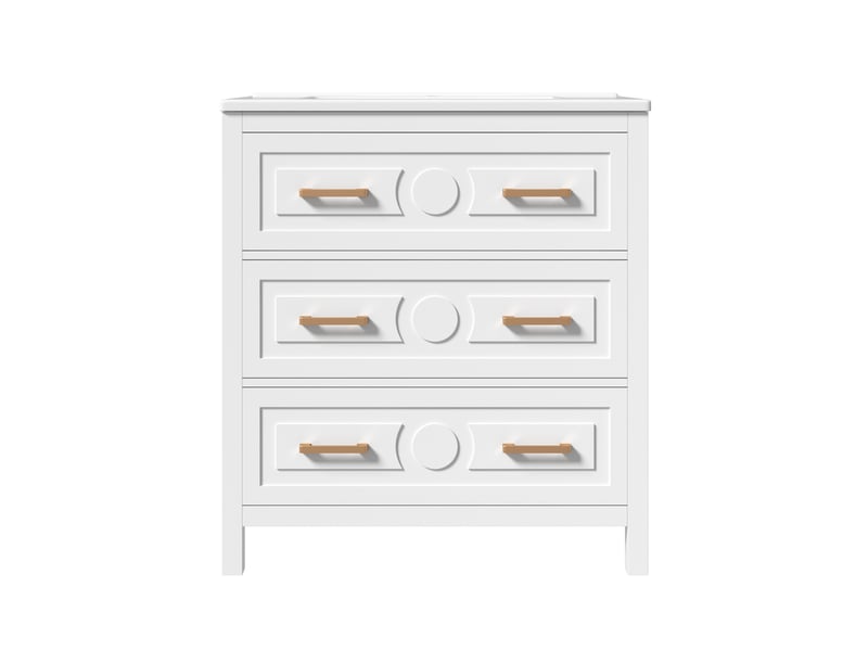 Meuble sous-vasque sur pied avec vasque céramique 3 tiroirs blanc 76.5x47x82 cm  - Conforama A