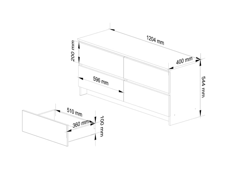  Commode k120 cachemire 120 cm 4 tiroirs façade chêne artisan 120x40x55 cm Commode K120 - Conforama C