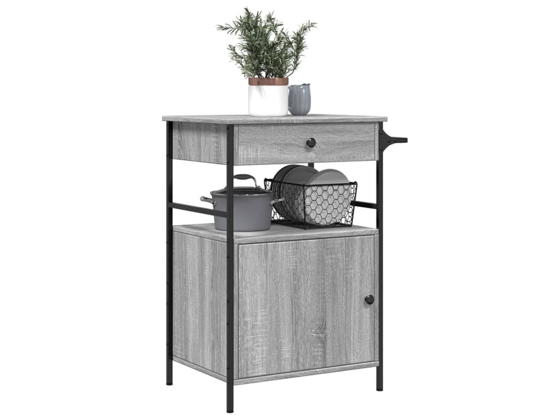  Desserte de cuisine, chariot de rangement sonoma gris 56x43x89,5 cm bois d'ingénierie  - Conforama E