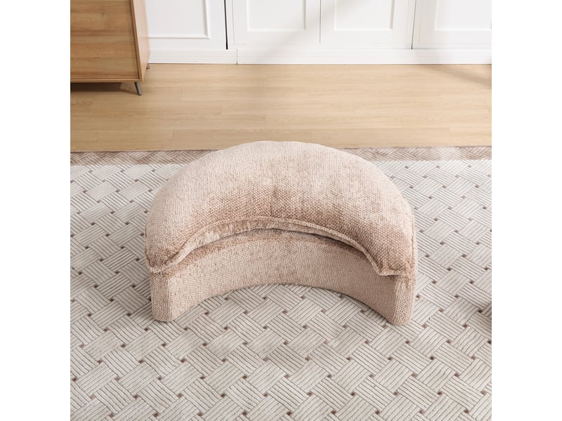  Canapé lounge xxl 1 place 190,5x138x63 cm, chaise longue ronde en polyester, assise profonde en mousse haute densité, coussins, sans montage, marron  - Conforama E