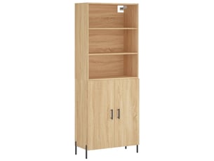 Buffet haut - bahut - meuble de rangement chêne sonoma 69,5x34x180 cm bois d'ingénierie