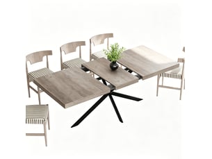 Table à manger extensible 4 à 6 places 140-180x80x76 cm avec rangement en mdf et métal gris