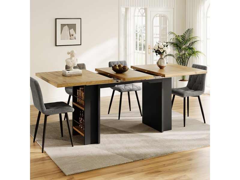 Table à manger, extensible, 120-160 x 80 cm, en bois, pour salon et cuisine, pour maison et appartement, mobilier fonctionnel pour intérieur - Conforama W
