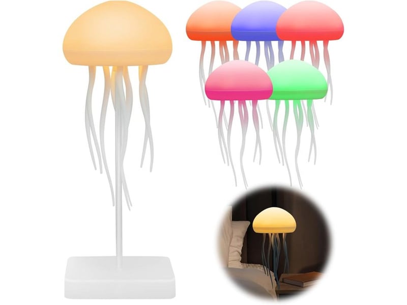  Lampe a poser led rechargeble jelllyfish rgb 72 couleurs controle vocal 9 tentacules  - Conforama A